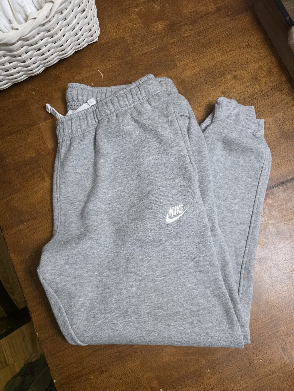 Nike Grey Mens Joggers with White Logo